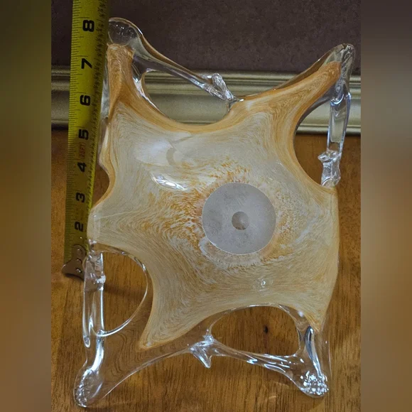 Vintage Murano Style Art Glass Lattce Edge Basket Bowl - Picture 5 of 10